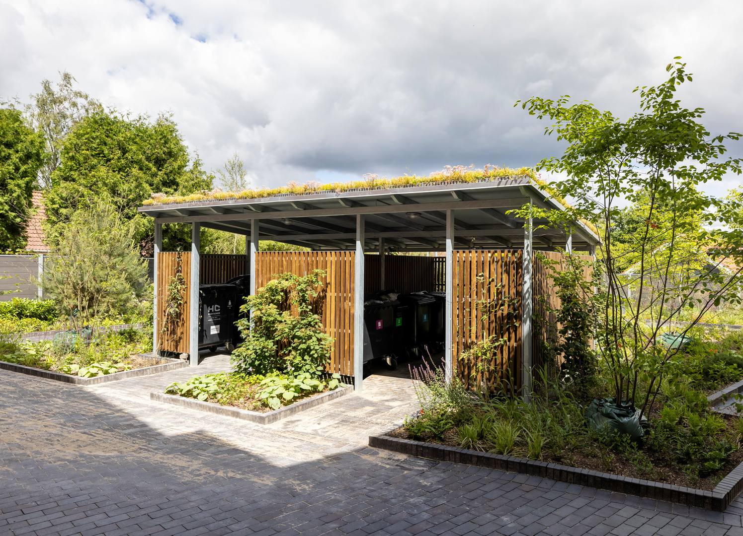 Container shed for housing association with sedum roof